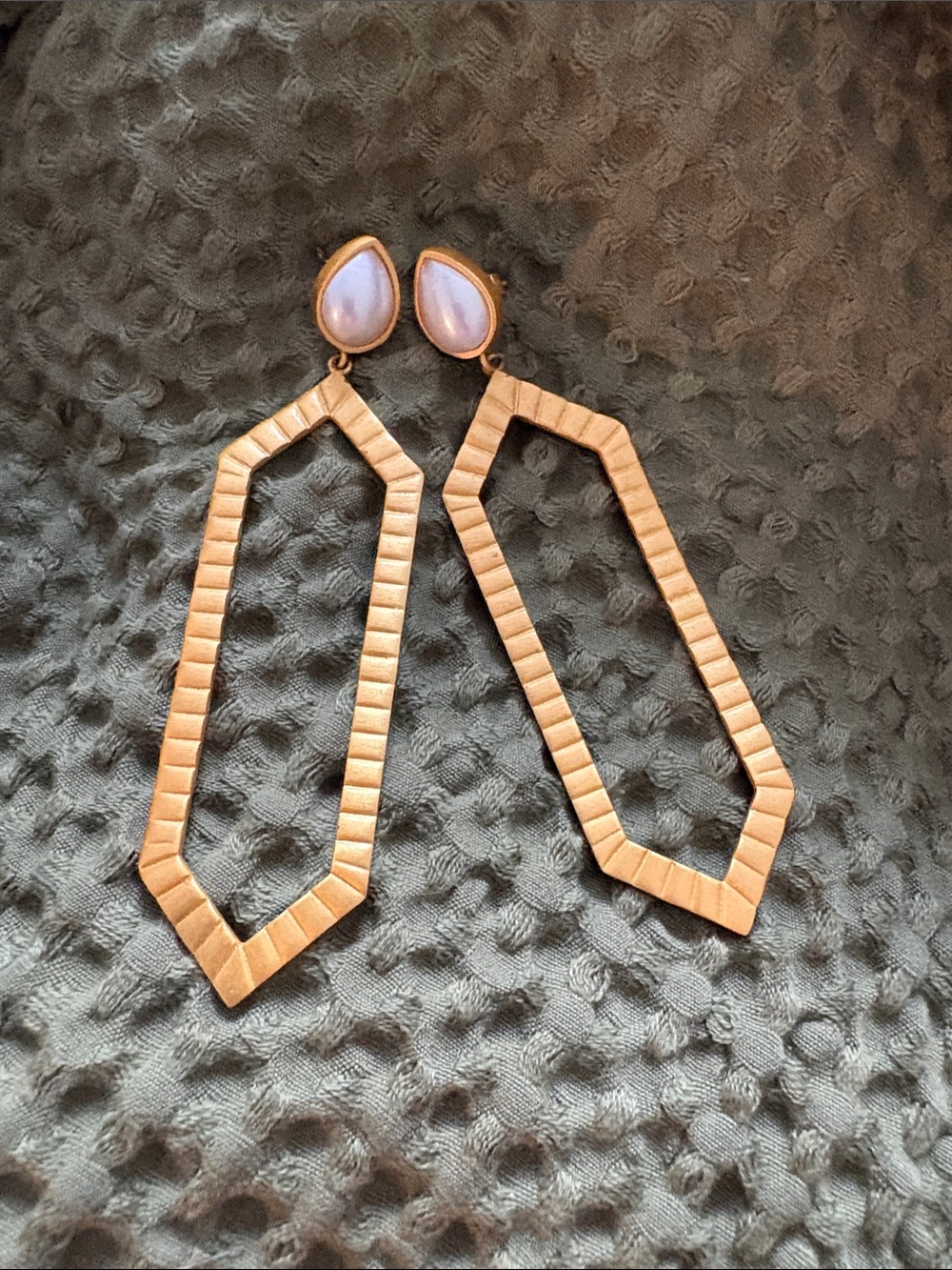 Gold-Tone Drop Earrings with Pearl Accent